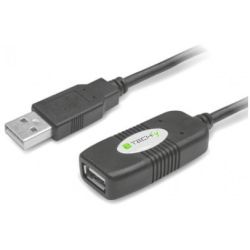 TECHLY USB 2.0 Aktive Verlängerung, Hi-Speed, 10m, sch (IUSB-REP10TY)