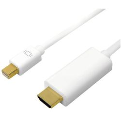 Kabel Mini DisplayPort 1.2 Stecker zu HDMI-A Stecker 2m weiß (CV0123)