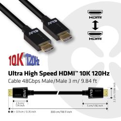 Club3D HDMI-Kabel A -> A 2.1 Ultra High Speed 10K HDR 3m re (CAC-1373)