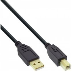 InLine USB 2.0 Kabel, A an B, schwarz, Kontakte go (34555S)