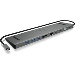Icy Box IB-DK2106-C USB-C 3.0 Dockingstation grau (IB-DK2106-C)