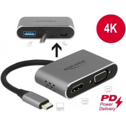 USB Type-C Adapter zu HDMI/VGA und USB grau/schwarz (64074)