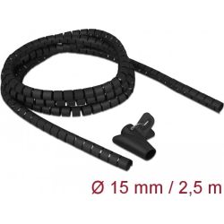 Spiralschlauch Kabelkanal + Einziehwerkzeug 15mm 2.5m schwarz (18835)