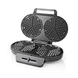 Nedis KAWP110FBK Doppel-Waffeleisen schwarz/silber (KAWP110FBK)
