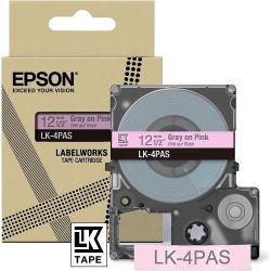LK-4PAS Beschriftungsband 12mm grau auf rosa (C53S672103)