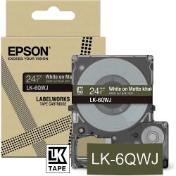 LK-6QWJ Beschriftungsband 12mm weiß auf khakimatt (C53S672090)