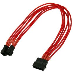 4-Pin-Molex auf 2x 3-Pin-Lüfter 30cm, sleeved rot (NX42A30R)