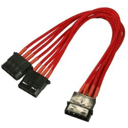 4-Pin-Molex Y-Kabel 20cm, einzeln gesleeved rot (NX4PY2ER)