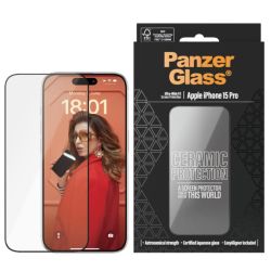 PanzerGlass Ceramic Screen Protector Ultra-Wide Fit für Apple iPhone 15 Pro (2838)