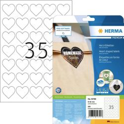 Etiketten Premium Herz rund 35mm weiß 350 Stück (10790)