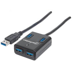 USB-HUB  4-Port Manhattan USB 3.0  schwarz (162296)