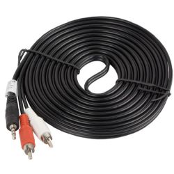 Lanberg Kabel 3.5mm Klinke zu 2x RCA Cinch 5m schwarz (CA-MJRC-10CC-0050-BK)