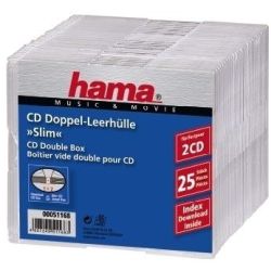 Hama CD-Leerhülle Slim Double transparent 25er-Pack (51168)