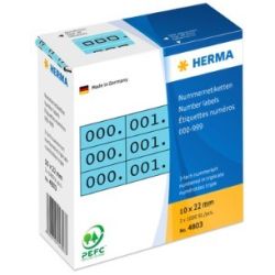 Zahlenetiketten dreifach hellblau/schwarz (4803)